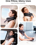 KPNEOL Travel Pillow, Neck Pillow – Ergonomic Memory Foam Pillow for Airplane, Adjustable & Ultra-Lightweight with Dual-Sided Fabric for Flight, Car, and Office Use, Grey