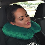 Wolf Essentials Adult Cozy Soft Microfiber Neck Pillow for Travel – Compact, Machine Washable - Perfect for Airplane, Car, or Home Use - Filled and Finished in The USA – Green
