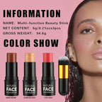 Badhare 3-in-1 Face Blush Stick, Highlighter Brush | 3 Shades Set | Waterproof, Sweatproof, All-Day Wear | Buildable Cream Stick for Face, Eyes, Lips (Sparkling Gold, Tipsy Rose, Amber Brown)