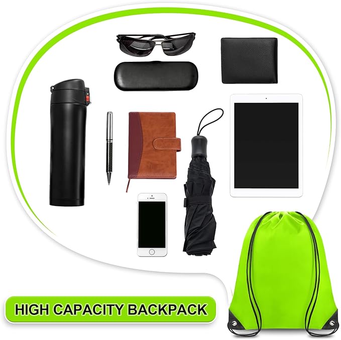 Grneric Drawstring Backpack Bulk 70Pcs String Backpack Drawstring Bags Cinch Bag Sackpack for Men Women Gym(Light Green)
