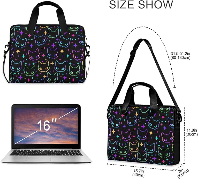 MNSRUU Laptop Bag for 15.6 inch Black Gothic Bats
