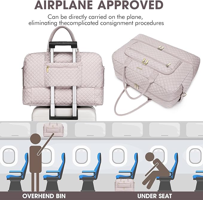 Travel Duffel Bags for Women with Shoe Compartment, Weekender Overnight Bag with Wet Pocket & Toiletry Bag, Carry On Personal Item Bag, Travel Tote Gym Bag, Hospital Bags for Labor and Delivery