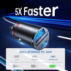 USB C Car Charger Syncwire 60W [PD 30W & QC 30W] USB Car Charger Adapter Fast Charging [Super Mini & All Metal] for iPhone, Samsung, Google Pixel, XiaoMi, Huawei, LG, iPad Road Trip Essentials