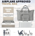 Travel Duffle Bag, Weekender Travel Bag Men Small Gym Bag for Women, Hospital Bag for Labor and Delivery, Overnight Bag Luggage Bag with Trolley Sleeve, Airplane Travel Essentials for Flying(Grey)