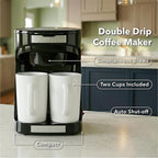 OVENTE Double Drip Coffee Maker. 2 Mugs Included. Coffee Machine. Auto Shut Off, Small Dual Drip Coffee Maker Machine. For Ground Coffee Only, Compact Kitchen or Office Essential, Black CMDD2MB