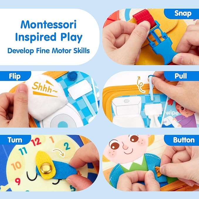 hahaland Busy Book Preschool Learning Activities - First Day of School Gifts Activity Books for Toddlers 1-4, Montessori Toys 2 Year Old Boy Girl Birthday Gift Preschool Must Haves Busy Board Ages 2-4