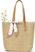 Trifabricy Beach Bags for Women, Large Straw Beach Bag, Beach Tote Bag Shoulder Handbags, Straw Bag Beach Purse for Summer