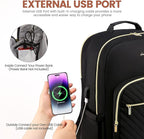 LOVEVOOK Laptop Backpack for Women 15.6 inch,Cute Womens Travel Backpack Purse,Professional Laptop Computer Bag,Waterproof Work Business College Teacher Bags Carry on Backpack with USB Port,Black