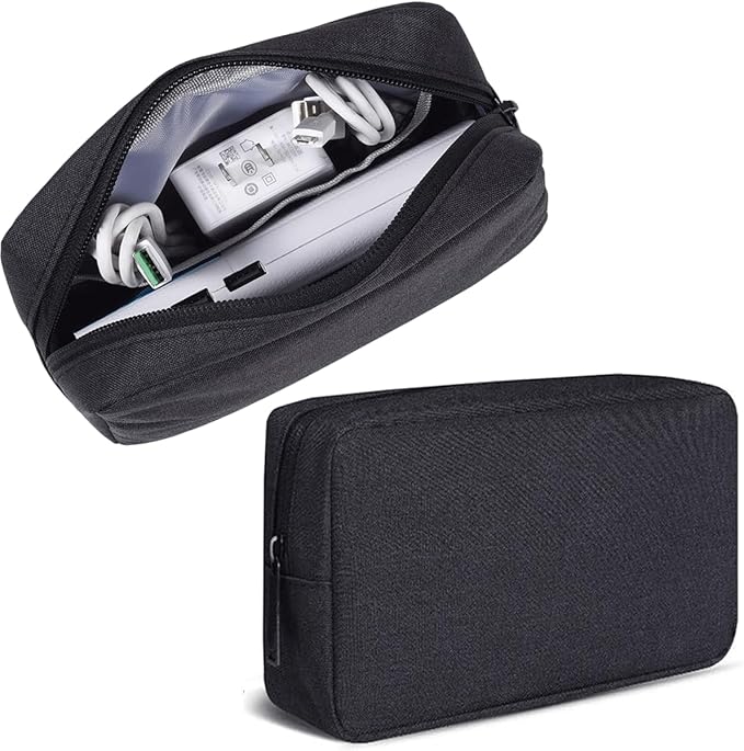 CAAORDKSO Electronics Organizer Travel Case, Cord Organizer Travel Cable Organizer Bag Waterproof Portable Accessories Case for Cable, Cord, Charger, Phone, Power Bank, Earphone (Small-Black)