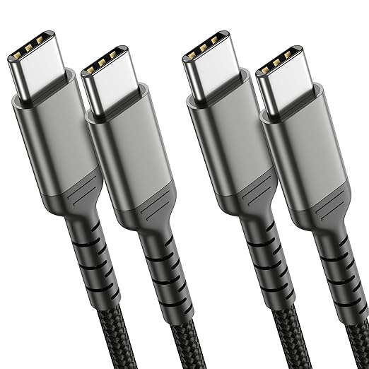 3ft USB C to C Cable 2 Pack, USB 2.0 Braided USB C to USB C Cable Fast Charging Compatible with Apple iPhone 15 iPad mini/Air Samsung Galaxy S23 Ultra Google Pixel 7, USBC Cable 1m