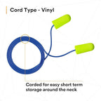 3M Ear Plugs, E-A-Rsoft Yellow Neons 311-1251, 200 Pair of Disposable Earplugs, Pairs Individually Wrapped, Slightly Longer, Corded, 33 NRR, Tapered Cylinder Shape, Slow Recovery Foam