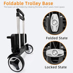 Backpack Trolley Cart with Stair-Climbing Wheels – Foldable Aluminum Frame, Adjustable Handle and 77 lbs Capacity – Quiet Large Wheels with Edge Guard – Black – Fits Travel Bags, Book Bags, Shopping