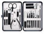 Professional Stainless Steel Nail Clipper Travel & Grooming Kit Nail Tools Manicure & Pedicure Set of 18pcs with Luxurious Case (Black/White)