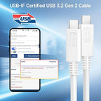 Cable Matters [USB-IF Certified] 10 Gbps Gen 2 USB C Cable - 3.3ft / 1m, Supports Up to [4K@60Hz Video, 100W Charging, 10Gbps Data Transfer], White