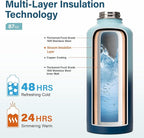 DYSANKY Insulated Water Bottle | Thickened Stainless Steel for Gym and Hiking with Straw, Carrier Bag, Handle Strap | BPA-Free 87 oz