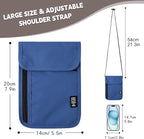 Likesing 5.5" L x 7.9" W Travel Neck Wallet, RFID Blocking Passport Holder, Security Lightweight Passport Travel Wallet, Neck Pouch Gifts for Women Men(Blue)