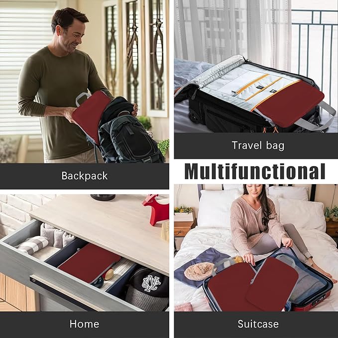 PANDA JOYS 4 Set Compression Packing Cubes Travel - Travel Accessories Expandable Packing Organizers for Carry On - Essentials Luggage Bags - Burgundy