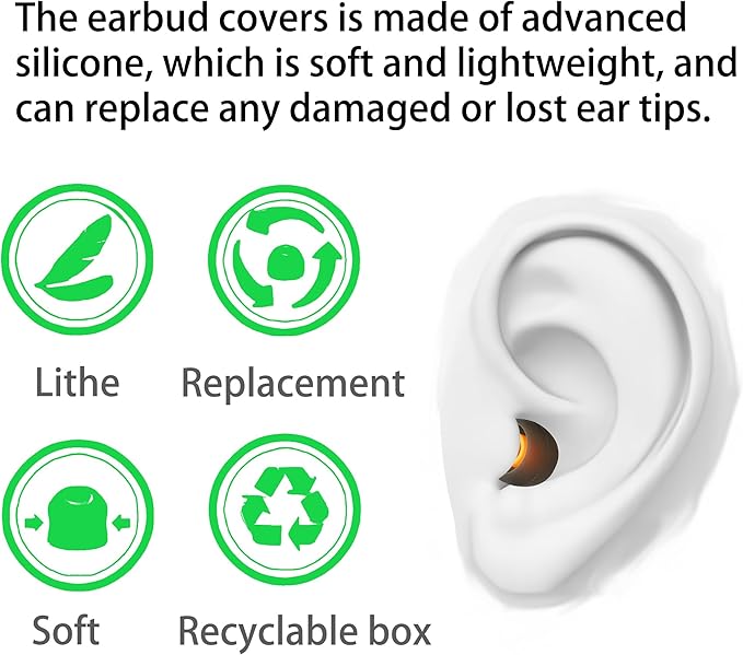 Silicone Replacement Earbud Covers Fit Most in-Ear Earbuds(Inner Hole 3.8mm -5.1mm) Headphone Ear Tips 9 Pairs S M L