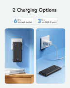 VRURC Portable Charger Power Bank - 10000mAh Fast Charging PD 20W with Wall Plug Slim Portable Charger Built in Cables USB C Portable Phone Charger Travel Accessories -Black(1 Pack)