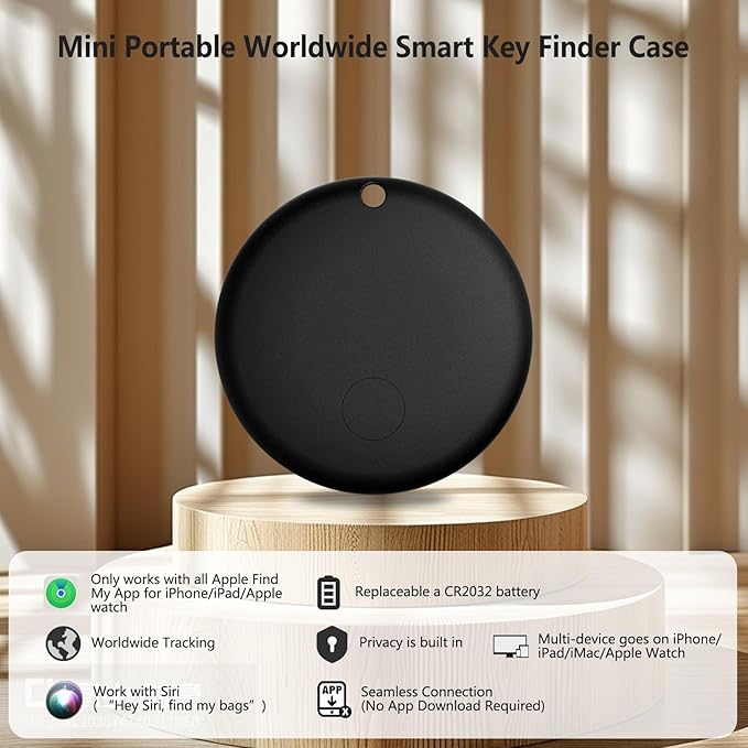 Air Tracker Tags GPS Tracker Case,Mini Key Item Finder Locator,No Monthly Fee with Apple Find My(iOS only),Anti-Lost Bluetooth Tag ItemTracker Case for Luggages/Kids/Pets/Wallet/Bag-1Pcs-Black