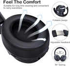 B8 Bluetooth Headphones Over Ear, 6 EQ Music Modes and 50H Playtime Deep Bass Wireless Headphones with Mic, Lightweight Folding HiFi Stereo Headset for iPad/Travel/Tablet/PC/Home Space Black