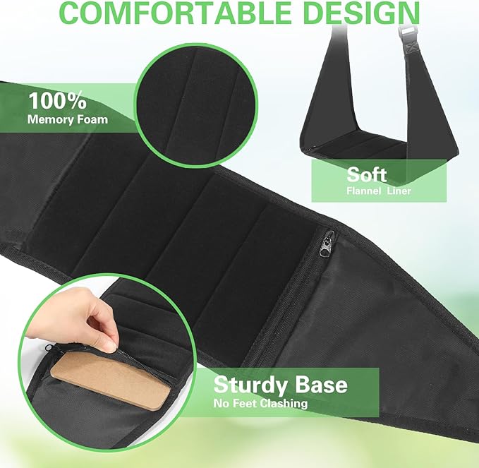 Airplane Footrest, Portable Foot Hammock for Airplane Travel, Adjustable Airplane Foot Rest for Long Flight Bus Train Office, Travel Accessories to Relax Your Feet & Leg