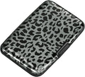 ELFISH Mini RFID Aluminum Wallet Credit Cards Holder Business Card Case Metal ID Case for Men Women(Black Leopard Print)