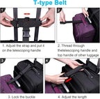 Wisdompro 2 Pcs Add a Bag Luggage Strap, Heavy Duty Adjustable Suitcase Belt Travel Attachment Travel Accessories for Connecting Your Luggage Together - Black (T-Type and Normal)