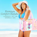 Fammart Iridescent Clear Beach Bag for Women, Jelly Tote Bag Waterproof Sandproof Pool Bag Cruise Vacation Essentials