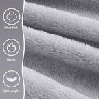 Travel Blanket, Airplane Blanket, Ultra-Soft, Warm & Lightweight, 65x40 in, Outdoor Blanket Essentials for Women, Men & Kids, Included Eye Mask, Luggage Sleeve & Backpack Clip Grey