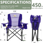 Colegence Heavy Duty Camping Chair for Adults Set of 2, Oversized Heavy People Foldable Outside Camp Chairs, with Cooler Bag Cup Holder, Side Pocket for Lawn,Sport,Outdoor,Deep Purple