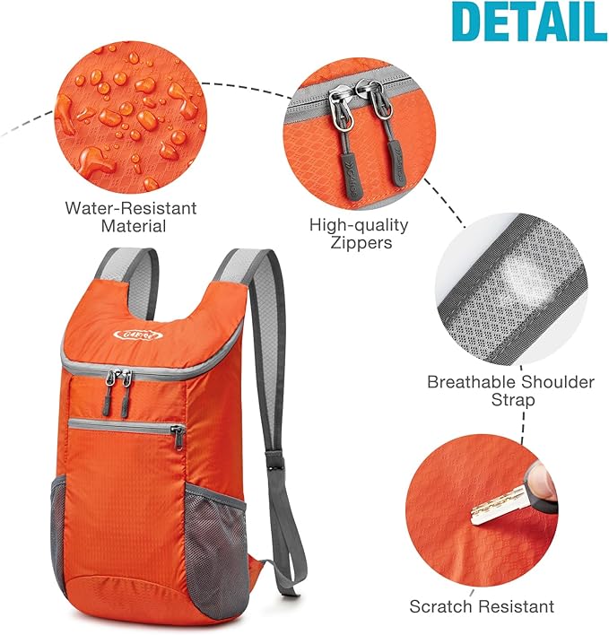 G4Free Lightweight Packable Hiking Backpack for Men Women Small Hiking Daypacks Foldable Shoulder Pack Casual Outdoor Bag 11L