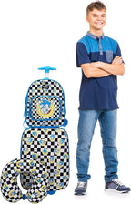 Bioworld Sonic the Hedgehog Kids' 3-Piece Travel Set With Luggage, Backpack, and Neck Pillow