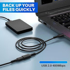 3 Pack USB Extension Cable 12 FT, USB 2.0 Type A Male to Female Extender Cord Adapter, Compatible with Printer, Keyboard, Mouse, Flash Drive, Hard Drive, Controller, Black Cable with 5 Cable Ties