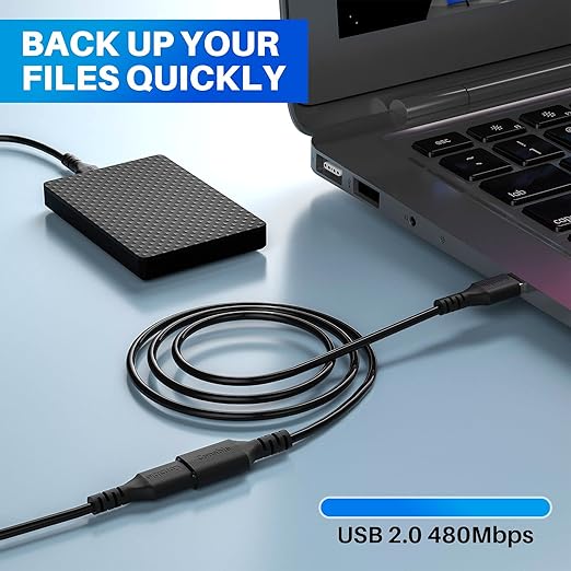 3 Pack USB Extension Cable 12 FT, USB 2.0 Type A Male to Female Extender Cord Adapter, Compatible with Printer, Keyboard, Mouse, Flash Drive, Hard Drive, Controller, Black Cable with 5 Cable Ties