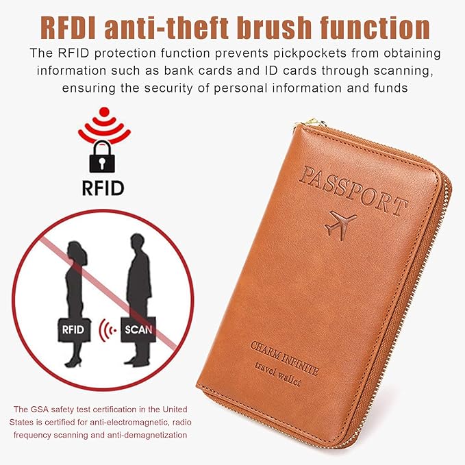 Multi-Function RFID Travel Passport Wallet with Phone Pocket - Ultimate Passport Holder for Women & Men | Holds Phones, Passports, Cash, Cards & Boarding Passes (Blue)