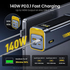 AOHI 140W PD3.1 Laptop Power Bank 40000mAh Fast Charging Station, The Future Starship 2 in 1 Camping Large Portable Charger for MacBook Pro/Air, iPad Pro, iPhone 16 Pro Max,Galaxy,Steam Deck, Grey