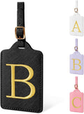 Personalized Initial Luggage Tags for Suitcase TSA Approved, Black Leather Cute Luggage Tag with Privacy Cover Name Card, Embroidered Custom Luggage Tags Travel Backpack Tags Gifts for Women Kids(B)