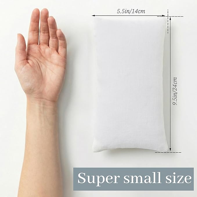 Marrywindix Tiny Pillow 2 Pack Small Pillow 9.5 x 5.5 in Travel Pillows Soft Pet Pillows for Camping Travel Sleeping Bed Sofa Neck Knee Wrist Support(White)