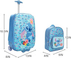 Bioworld Lilo & Stitch Kids' 3-Piece Travel Set With Luggage, Backpack, and Neck Pillow