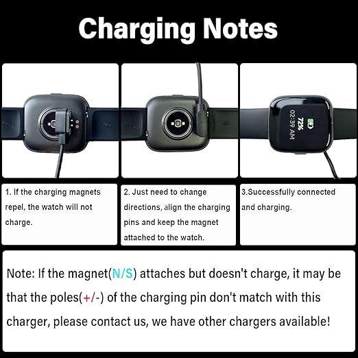 [2-Pack] Compatible with BIGGERFIVE Brave 2 Smartwatch Charger, Magnetic USB Charging Cable for BW02&BW01 (not for Vigor 2L) (Black&Black)