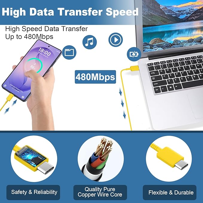 25W Super Fast Charging Cord Type C Block &10Ft USB C Android Phone Charger Cable for Samsung Galaxy S26 Ultra/S26/S26+/S25 Ultra/S25/24 Ultra/S24/S23 Ultra/S22 Ultra//Note 20/10,Yellow