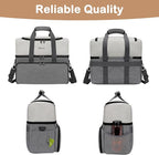 Mancro Dual Layers Dog Travel Bag, Pet Travel Bags with 2 Extra Large Food Containers, 2 Collapsible Dog Bowls, Multi-Pockets Tote Organizer for Pet Supplies, Road Trip Essentials, Weekend Camping