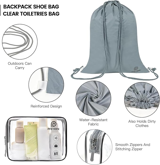PFEYRPK Lightweight Compression Packing Cubes for Suitcases, Compressible Expandable Travel Packing Organizer with Clear Toiletries and Backpack Bag, Travel Essentials for Carry on Luggage 7 Set