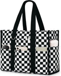 Becokan Large Tote Bag for Women Waterproof with 12 Pockets Top Zipper Closure Utility Teacher Nurse Bags for Work School