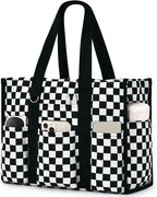 Becokan Large Tote Bag for Women Waterproof with 12 Pockets Top Zipper Closure Utility Teacher Nurse Bags for Work School