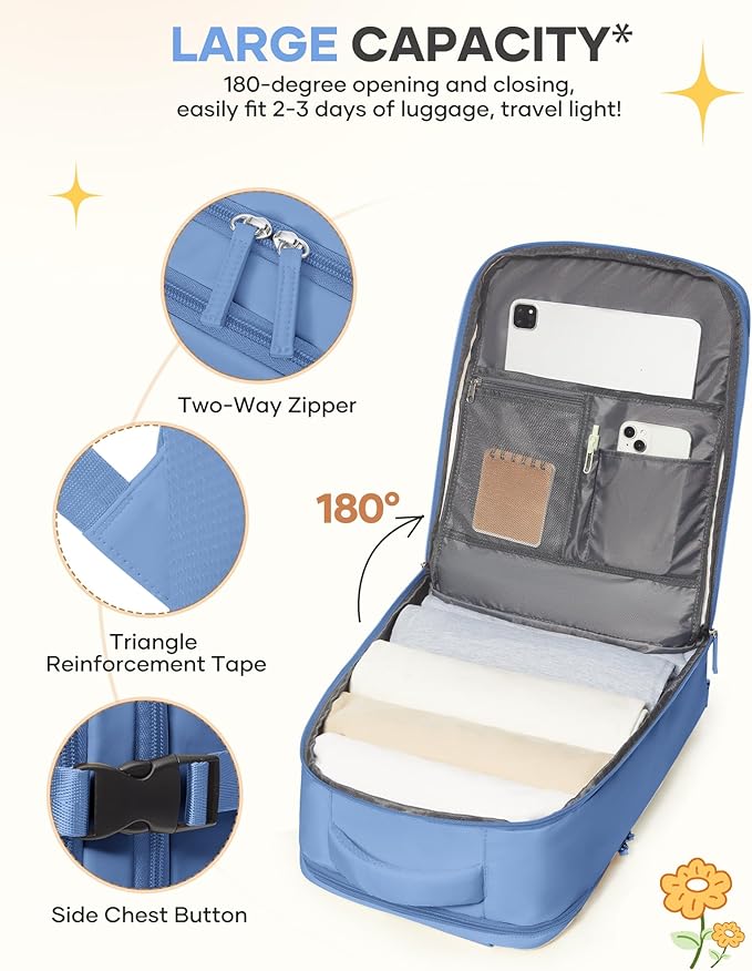 coofay Large Travel Backpack For Women Men Airline Approved Carry On Backpack Flight Approved Waterproof Sports Luggage Backpack Casual Daypack Small Hiking Backpacks