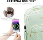 LOVEVOOK Laptop Backpack for Women 17.3 inch,Cute Womens Travel Backpack Purse,Professional Laptop Computer Bag,Waterproof Work Business College Teacher Bags Carry on Backpack with USB Port,Cyan Green
