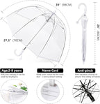 Kids Clear Umbrella for Rain Dome Bubble Umbrellas Windproof for Kids Boys and Girls