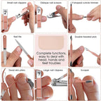 Nail Clippers and Beauty Tool Portable Set, Rose Gold Martensitic Stainless Steel Manicure Set 12 in 1, with Pink Leather Bag, Suitable for Home, Workplace, Outdoor Travel, Gift Giving, Salon.